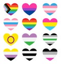 Vector flat Gender lgbt flag heart set