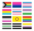 Vector flat Gender lgbt flag icons set