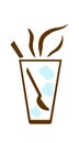 Vector flat Glass with spoon and ice icon