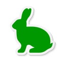 Vector flat green rabbit sticker icon isolated on a white background