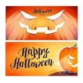 Vector flat halloween card, advertisement, banner, poster, placard, party invitation, flayer design. Royalty Free Stock Photo