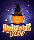 Vector flat halloween card, advertisement, banner, poster, placard, party invitation, flayer design. Royalty Free Stock Photo