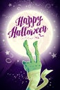 Vector flat halloween card, advertisement, banner, poster, placard, party invitation, flayer design. Royalty Free Stock Photo