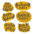 Vector flat halloween lettering quote on yellow spots design Royalty Free Stock Photo