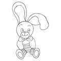 Vector flat hand-drawn illustration of a rabbit doll isolated on a white background to illustrate a children&#s book.