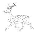 Vector flat hand drawn outline deer