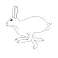 Vector flat hand drawn outline running hare Royalty Free Stock Photo