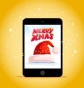 Vector flat happy new year and merry christmas tablet Royalty Free Stock Photo