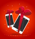 Vector flat happy new year and merry christmas tablet and smartphone Royalty Free Stock Photo