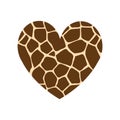 Vector flat heart with giraffe fur texture Royalty Free Stock Photo