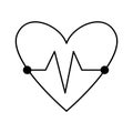 Vector flat heart rate icon outline. Medical symbol line art picture isolated on white background. Healthcare, research and Royalty Free Stock Photo