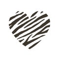 Vector flat heart with zebra stripes print Royalty Free Stock Photo