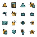 Vector flat home security icons set Royalty Free Stock Photo