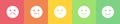 Vector flat horizontal mood feedback tracker. White cut out emoji with five emotions: dissatisfied, sad, indifferent, glad,