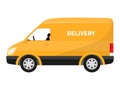 Vector flat icon cartoon yellow delivery truck