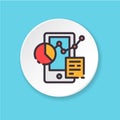 Vector flat icon chart and graph in phone. Button for web or mobile app. Royalty Free Stock Photo