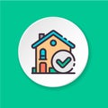 Vector flat icon choose house.Reservation confirm. Button for web or mobile app. UI/UX user interface.