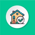 Vector flat icon choose house.Reservation confirm. Button for web or mobile app. UI/UX user interface. Royalty Free Stock Photo