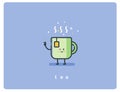 Vector flat icon friendly cup of tea character