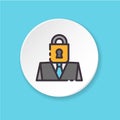 Vector flat icon locked man. Personal data Royalty Free Stock Photo
