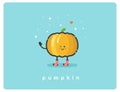 Vector flat icon of pumpkin cute cartoon character