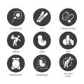 Vector flat icons circle set pregnancy tips for pregnant women Royalty Free Stock Photo