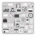 Vector of flat icons, Postal service and post office set