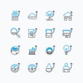 Vector flat icons set of business finance outline up concept. Royalty Free Stock Photo