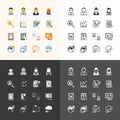 Vector flat icons set of business finance technology outline concept Royalty Free Stock Photo