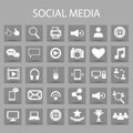 Vector flat icons set and graphic design elements. Illustration with social media, digital technology outline symbols. Royalty Free Stock Photo