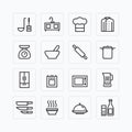 Vector flat icons set of kitchen cooking tools outline concept. Royalty Free Stock Photo