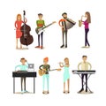 Vector flat icons set of musician characters Royalty Free Stock Photo