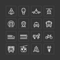 Vector flat icons set transportation outline concept.