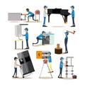 Vector flat icons set of workers profession people isolated Royalty Free Stock Photo