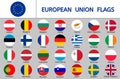 Set of European Union flags, round icons, Europe countries flags Royalty Free Stock Photo