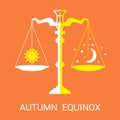 Vector flat illustration of the autumn or fall equinox. Royalty Free Stock Photo