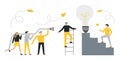 Vector flat illustration of business, concept of success, reaching a goal, analyzing data