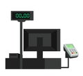 Vector flat illustration of cash desk with POS terminal Royalty Free Stock Photo