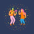 Vector flat illustration with celebrating couple