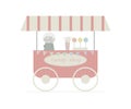 Vector flat illustration of Cotton Candy cart. Royalty Free Stock Photo