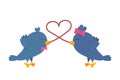 Vector Flat Illustration of Couple of Lovebirds