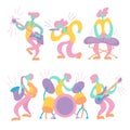 Vector hand drawn illustration  with musicians Royalty Free Stock Photo