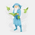 Druid wizard with birds Royalty Free Stock Photo