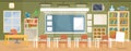 Vector flat illustration of an empty classroom in a school, university, college, institute Royalty Free Stock Photo