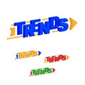 Trends word. Arrow direction uptrend.