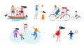 Vector Flat Illustration Family Active Lifestyle.