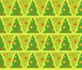 Vector flat illustration of fir tree decorated for Christmas seamless pattern. Royalty Free Stock Photo