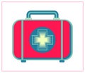 Vector flat illustration with first aid box. Medical case. Stylized drawing for your web site design, logo, app, UI