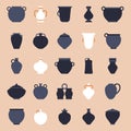 Vector flat illustration. Handmade ceramic pots. Clay products traditional style