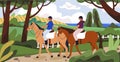 Vector flat illustration of horse riding. Royalty Free Stock Photo